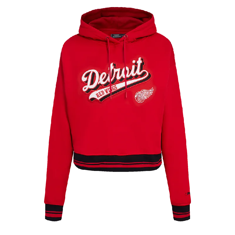 SUDADERA CON GORRO NHL DETROIT RED WINGS SCRIPT TAIL PARA MUJER Soft Sweatshirts with Logo