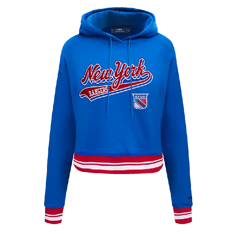 SUDADERA CON GORRO NHL NEW YORK RANGERS SCRIPT TAIL PARA MUJER Trendy Women’s Hoodies