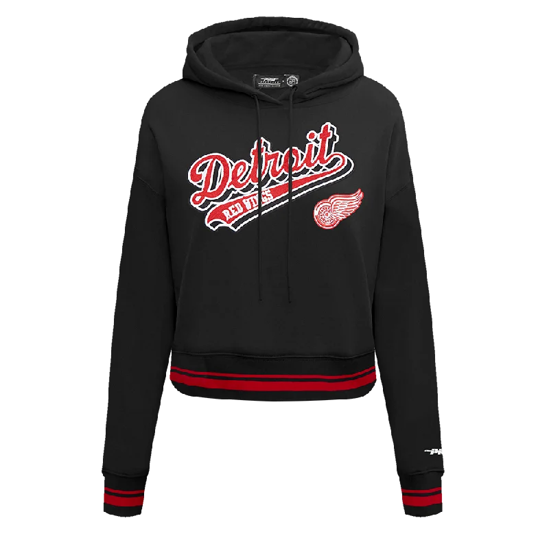 SUDADERA CON GORRO NHL DETROIT RED WINGS SCRIPT TAIL PARA MUJER Warm Sweatshirts for Women