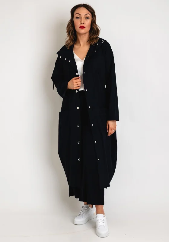 Naya Tulip Hemline Hooded Mac Coat, Navy Women's evening jackets