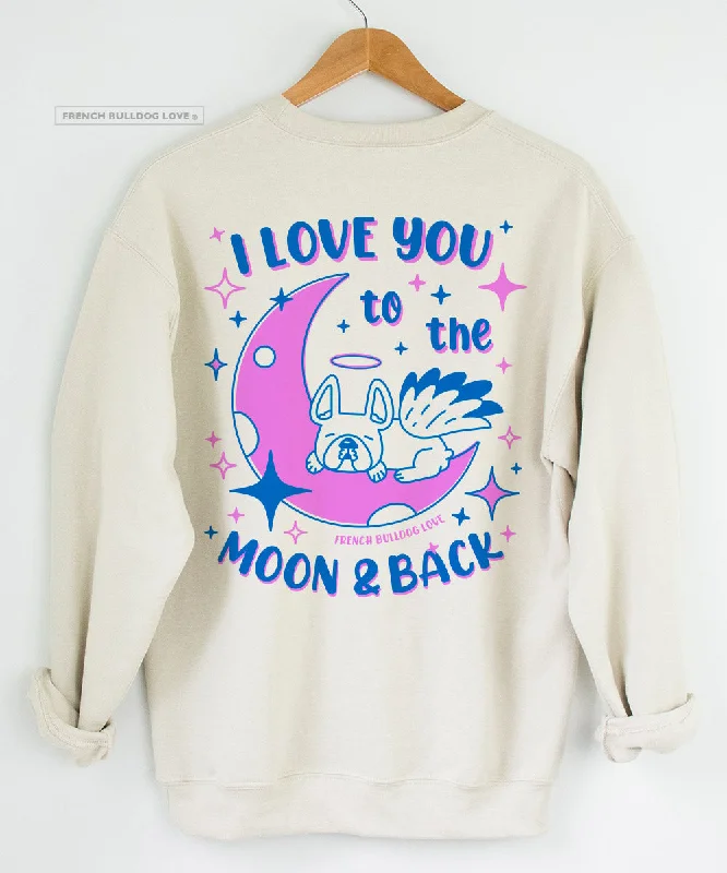 I Love You to the Moon & Back - Unisex Crewneck Sweatshirt - Blue/Pink Warm Sweatshirt Designs