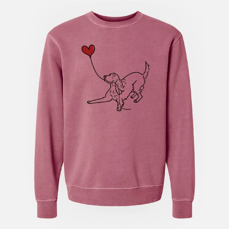 Irish Setter Heart String - Unisex Pigment Dyed Crew Sweatshirt Comfy Sweatshirts for Women