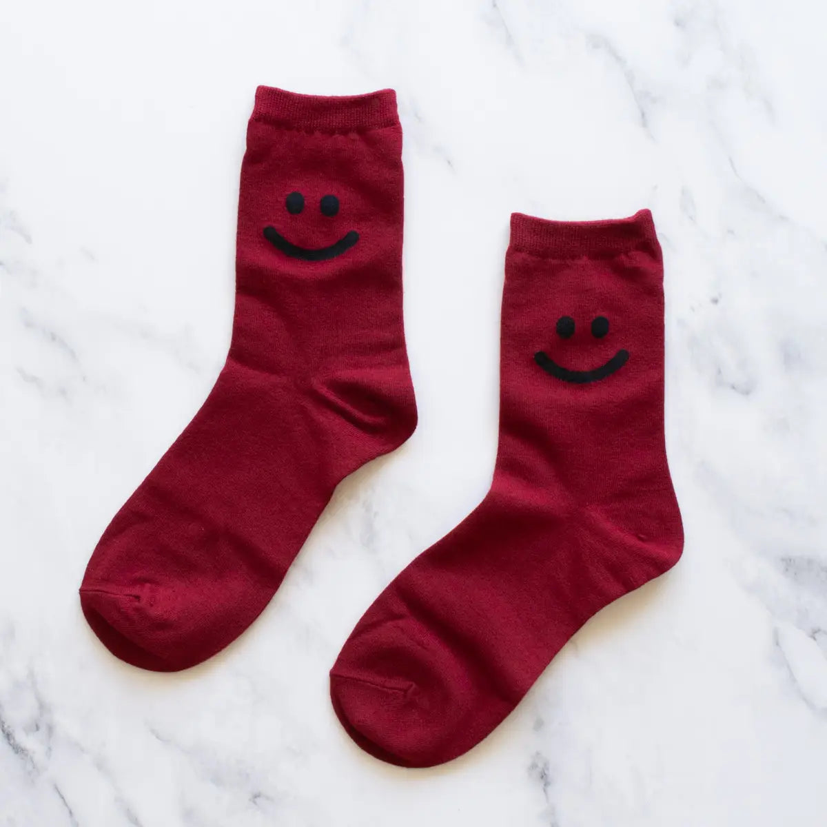 The Alynn Smile Printed Socks - Burgundy Cooling pajama sets