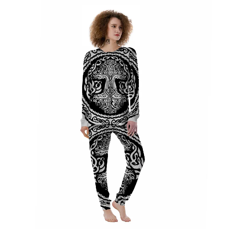 Tree Of Life Viking Print Women's Pajamas Breathable cotton pajama sets