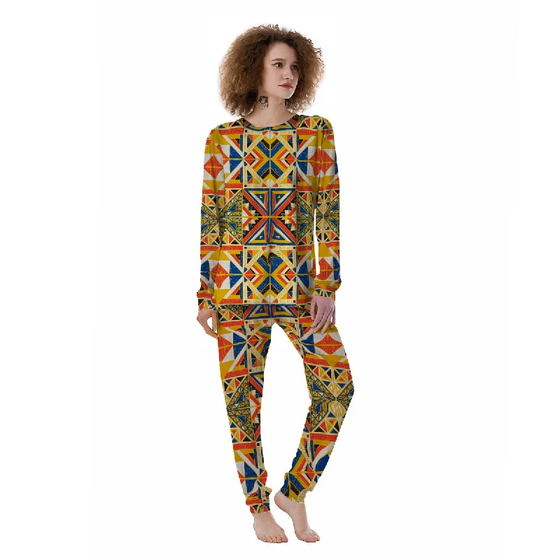 Tribal African Ethnic Sunset Print Pattern Women's Pajamas High-end pajama sets