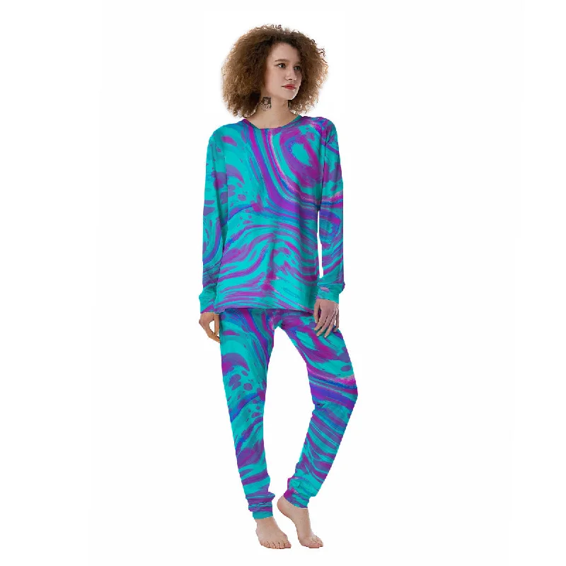 Trippy Turquoise Holographic Print Women's Pajamas Target pajama sets