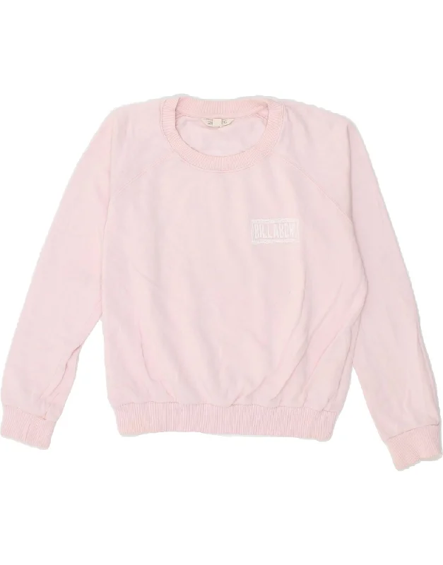 BILLABONG Womens Oversized Crop Graphic Hoodie Jumper UK 10 Small Pink Moisture-wicking sweaters