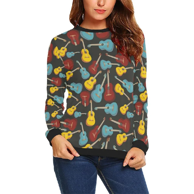 Guitar Pattern Print Women Crewneck Sweatshirt Luxury sweaters