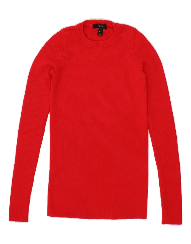 J. CREW Womens Crew Neck Jumper Sweater UK 0 2XS Red Merino Wool High-end sweaters