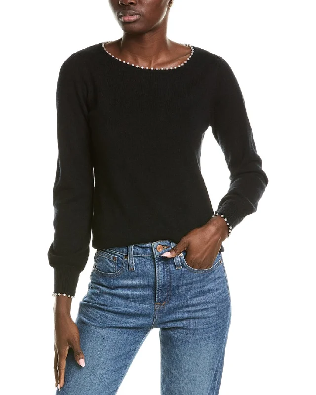 sofiacashmere Embellished Trim Cashmere Sweater Eco-friendly sweaters