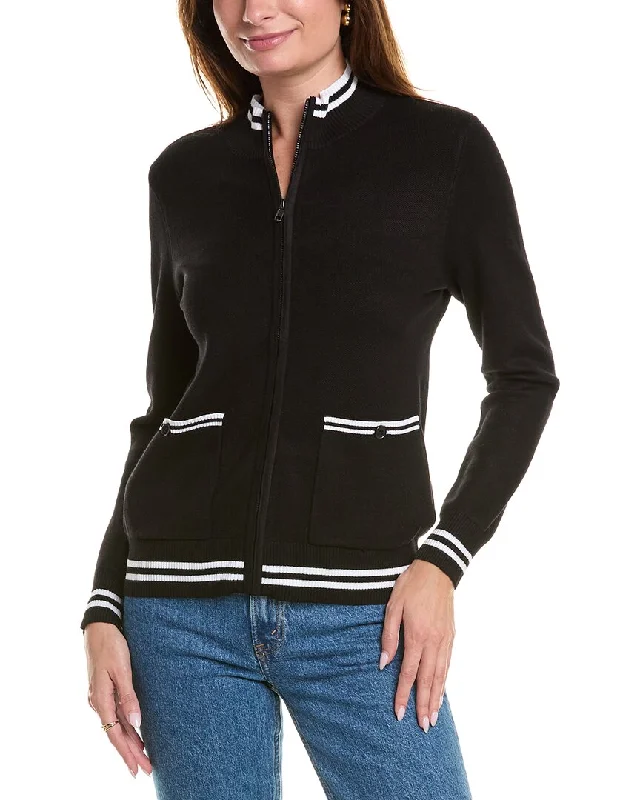 YAL New York Zip-Up Pocket Front Sweater Anti-pilling sweaters