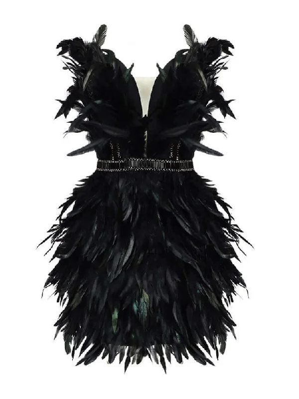 Feather Design Strapless Mini Dress Budget-friendly mini dresses