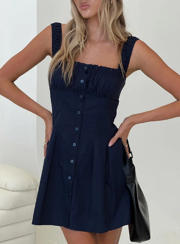 Wait For You Mini Dress Navy Ruffled mini dresses