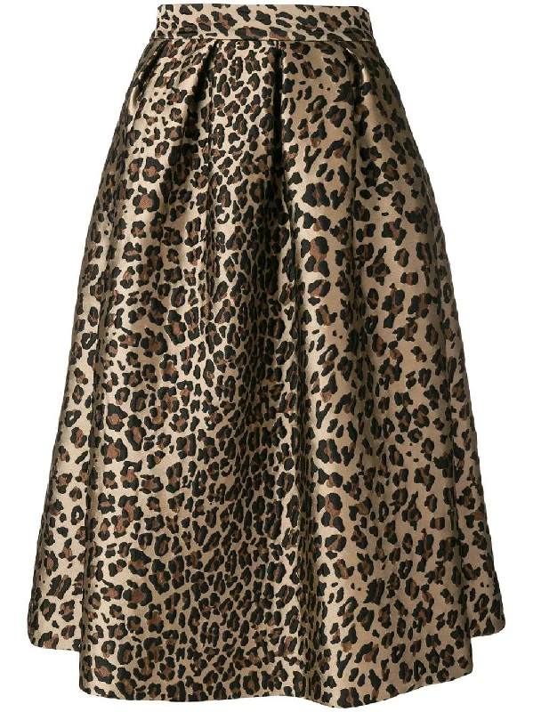 leopard print flared skirt Long unclassified skirts