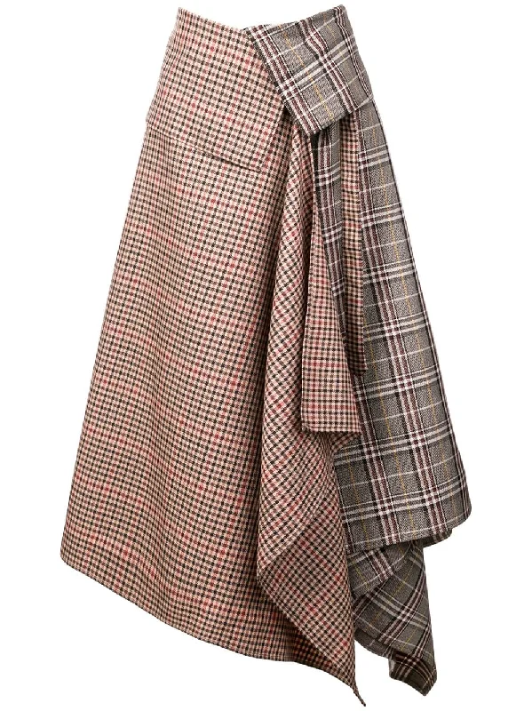 patchwork plaid asymmetric skirt Embroidered unclassified skirts