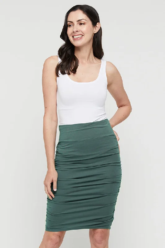 Ruched Bamboo Skirt - Silver Pine Fall unclassified skirts