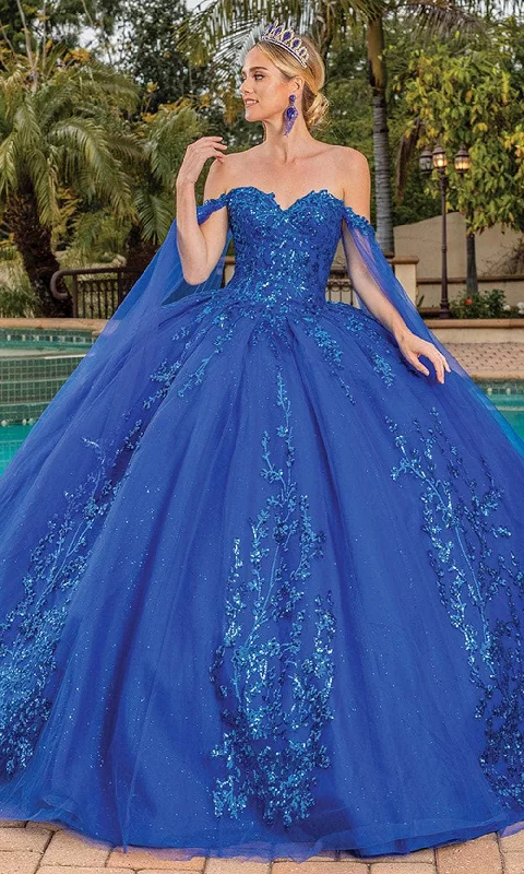 Dancing Queen 1822 - Long Cape Sweetheart Ballgown Outdoor party dresses