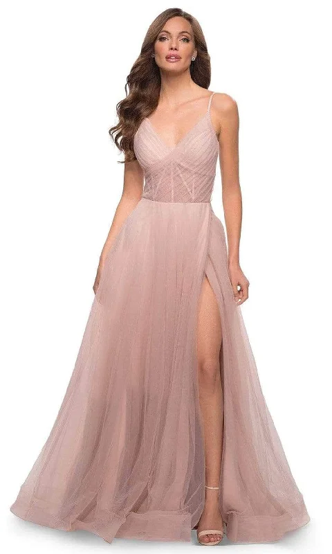 La Femme - Ruched V-Neck Prom Gown 29076SC Must-have party dresses for this season