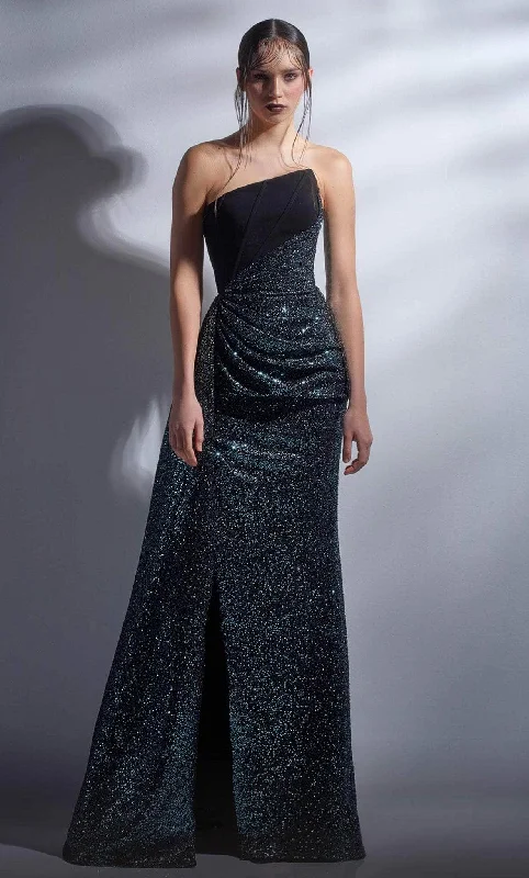 MNM Couture G1251 - Asymmetrical Glitter Evening Gown Women's trendy party dresses sale