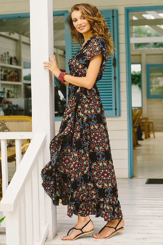 Claire Long Floral Summer Wrap Dress Formal floral dresses