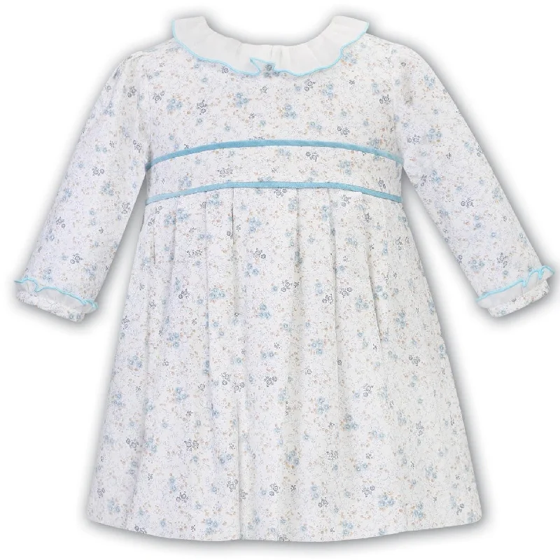 White & Blue Floral Dress With Frill Detail Best floral dresses for work