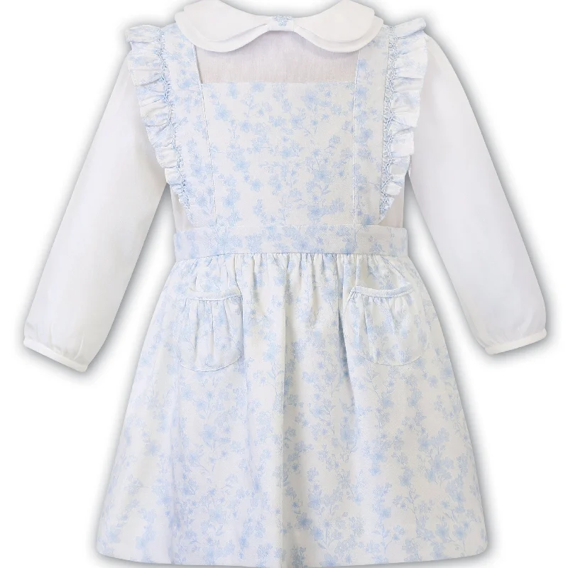 White Blue Pretty Floral Pinafore Dress Set Cute floral print summer dresses