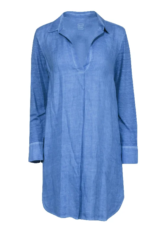 120% Lino - Blue Linen Tunic Dress Sz S Long sleeve unclassified dresses