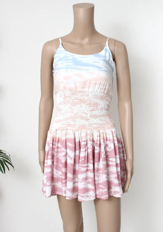 tie dye smocked back dress Short unclassified dresses