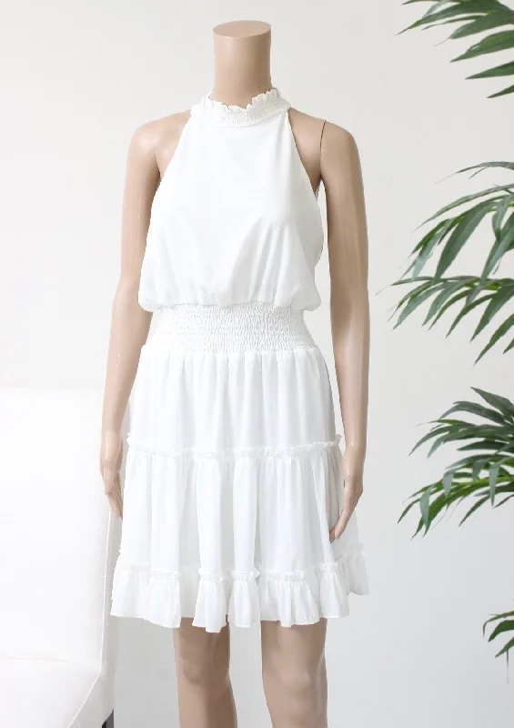 smock neck halter ruffle dress Casual unclassified dresses