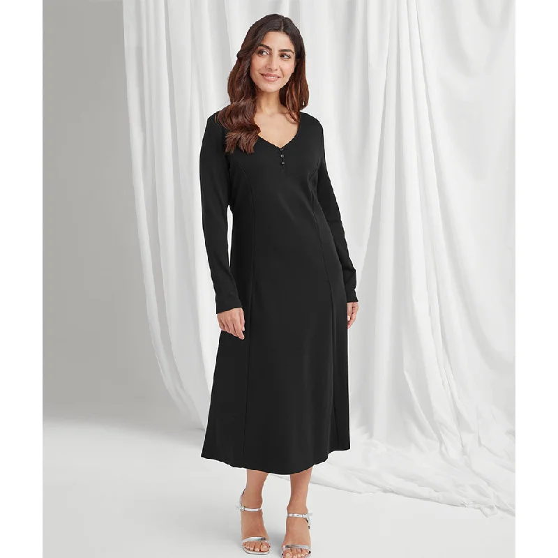 Solid Dye Slub Dress in Black Designer unclassified dresses