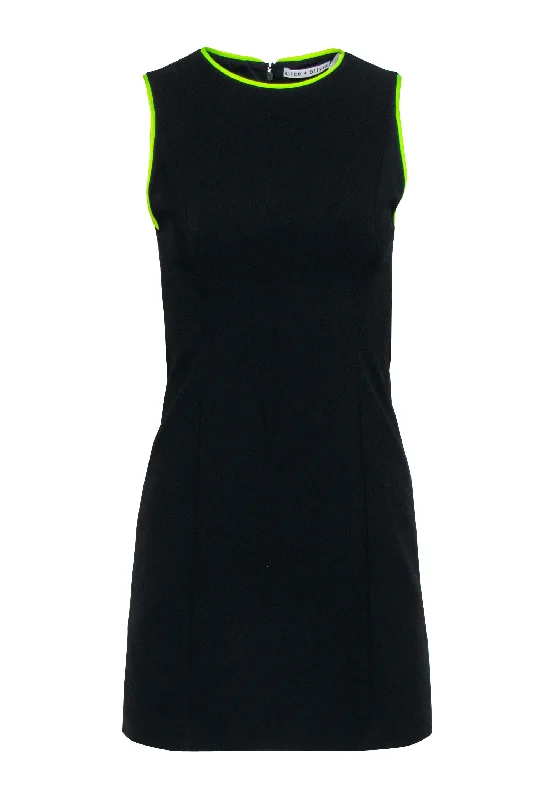 Alice & Olivia - Black Sleeveless Dress w/ Neon Trim Sz 2 Elegant evening unclassified dresses