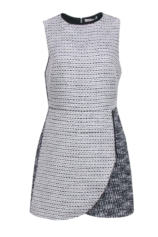 Alice & Olivia - Black & White Sleeveless Tweed Dress Sz 10 Silk unclassified dresses