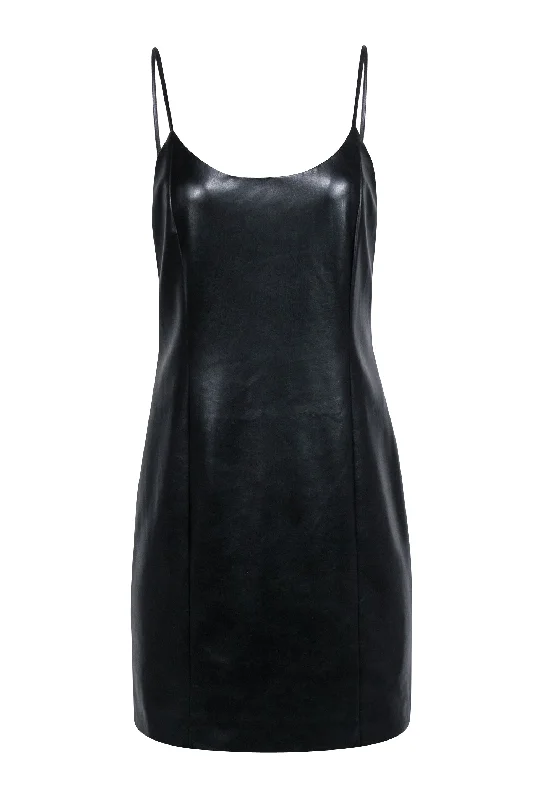 Alice & Olivia - Black Faux Leather Sleeveless Dress Sz 12 Formal unclassified dresses