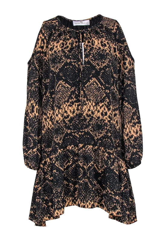 Amanda Uprichard - Tan & Black Snake Skin Print Dress Sz S Tiered unclassified dresses