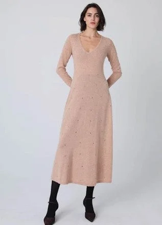 Autumn Cashmere Gradient Studded V Neck Dress - Cappuccino Mesh unclassified dresses