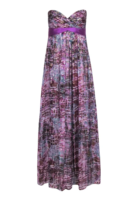 BCBG Max Azria -  Purple & Blue Metallic Print Sleeveless Formal Dress Sz 6 Unique unclassified dresses