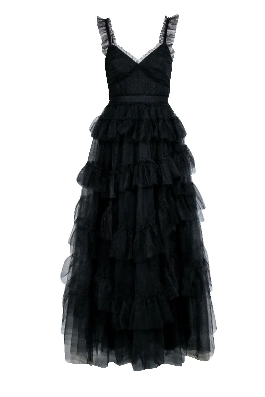 BCBG Max Azaria - Black "Luna" Ruffled Gown Sz 6 Chic unclassified dresses