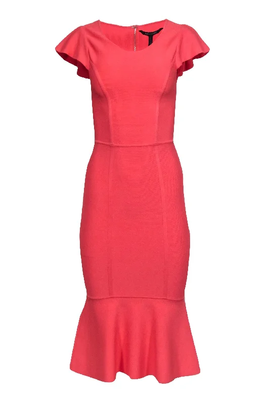 BCBG Max Azria - Coral Cap Sleeve Fit & Flare Dress Sz XS Corset unclassified dresses