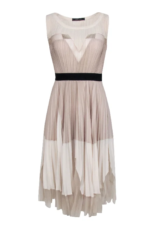 BCBG Max Azria - Beige Pleated Sleeveless Dress Sz 2 Winter unclassified dresses