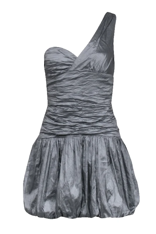 BCBG Max Azria - Grey One Shoulder Bubble Dress Sz 4 Party unclassified dresses