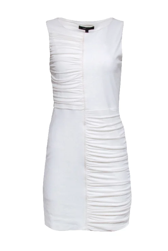 BCBG Max Azria - Ivory Sleeveless Ruched Detail Dress Sz M Elegant evening unclassified dresses