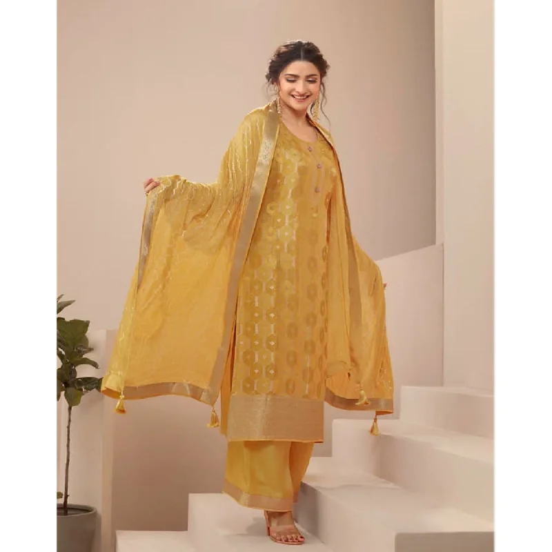 Beautiful Indian Designer Wear Yellow Color Salwar Kameez Suits Stitched Heavy Worked Plazzo Dress Pastel unclassified dresses