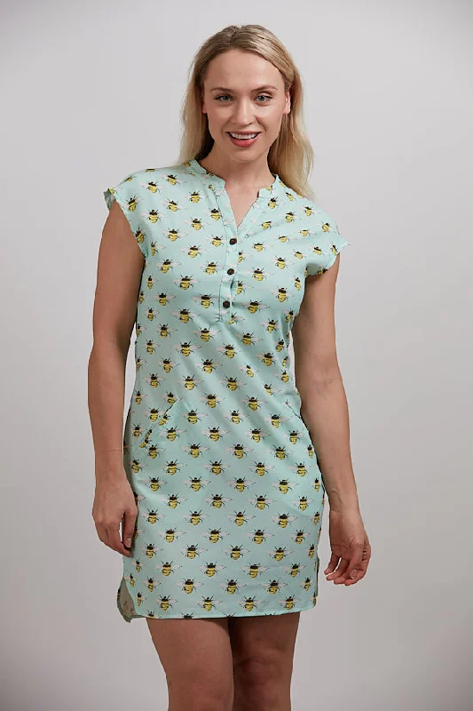 Bee Print Shift Pocket Light Green Dress Best-selling unclassified dresses