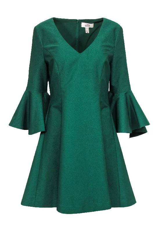 Badgley Mischka - Green Belle Sleeve Dress Sz 10 Polka dot unclassified dresses