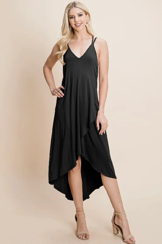 Cami Deep V High Low Dress Black Party unclassified dresses