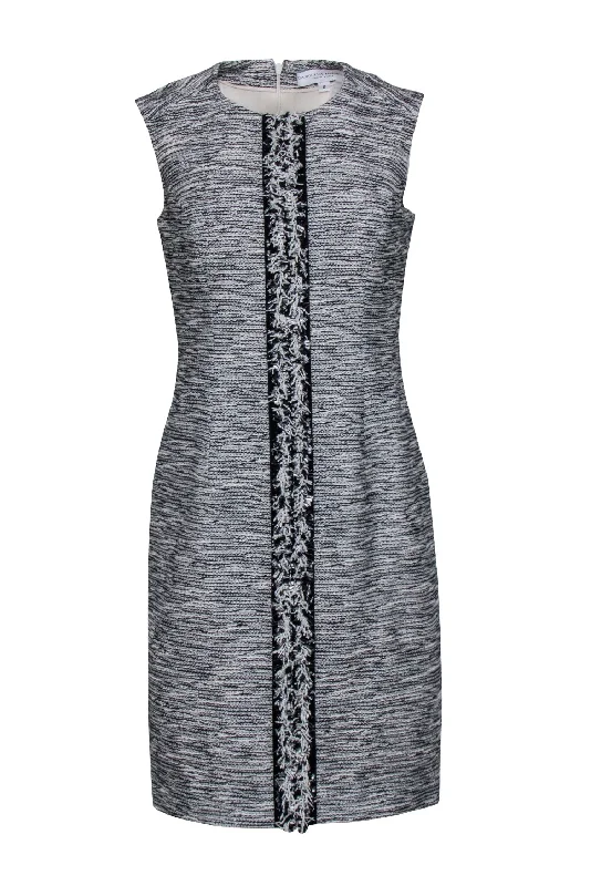 Carolina Herrera - Grey, Black & White Textured Sleeveless Dress Sz 6 Formal unclassified dresses