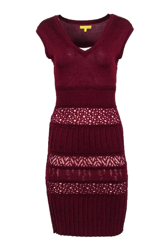 Catherine Malandrino - Burgundy Ribbed Knit Sleeveless Dress Sz S Boho unclassified dresses