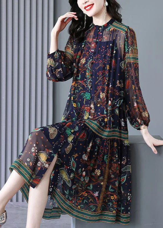 Chic Oversized Print Chiffon Holiday Dress Two Piece Set Women Clothing Spring Satin unclassified dresses