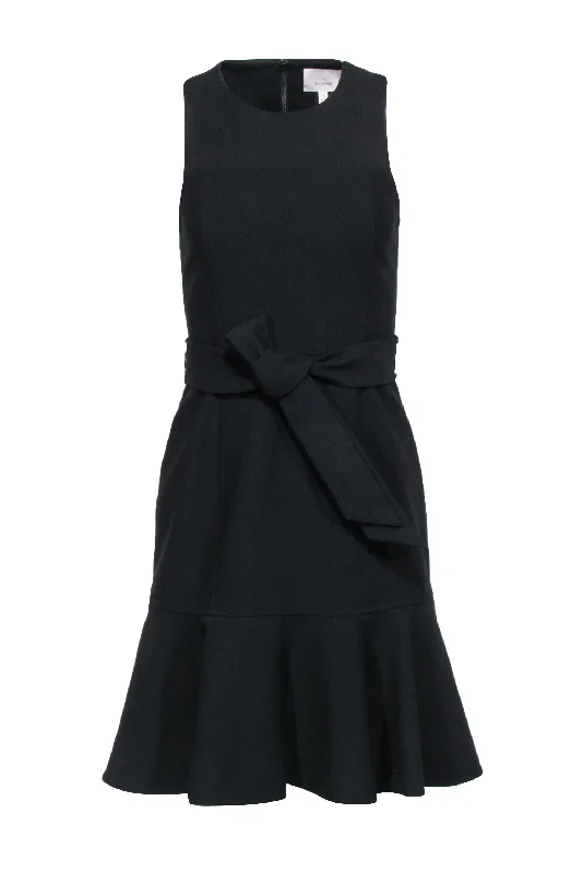 Cinq a Sept - Black Sleeveless Belted Dress w/ Ruffled Hem Sz 4 Affordable unclassified dresses