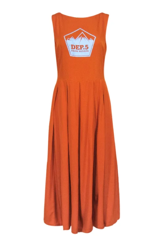 Department 5 - Orange Crepe Sleeveless Pleated Bottom Dress Sz S Budget-friendly unclassified dresses